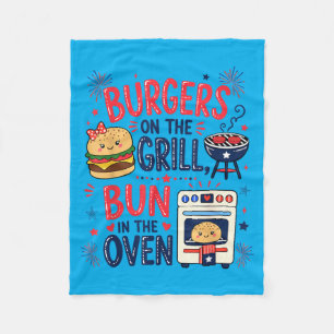 Pregnancy Announcement Burgers On The Grill Bun In Fleece Blanket