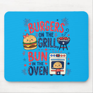 Pregnancy Announcement Burgers On The Grill Bun In Mouse Pad
