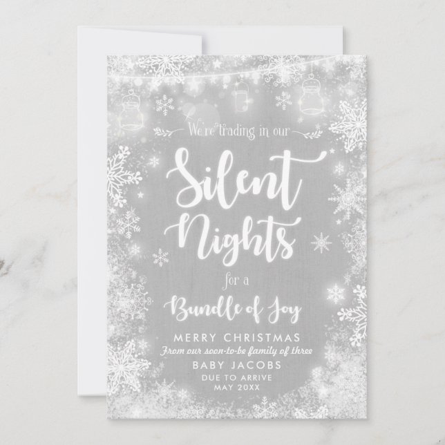 Pregnancy Announcement Christmas Card Rustic Frame (Front)