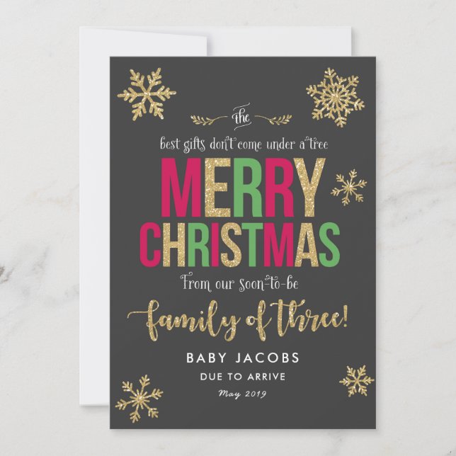 Pregnancy Announcement Christmas Card Simple Frame (Front)