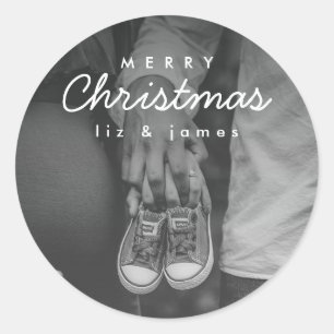 Pregnancy Announcement Christmas Classic Round Sticker