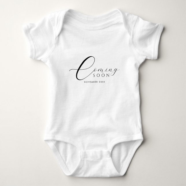 Pregnancy Announcement Coming Soon Scripted  Baby Bodysuit (Front)