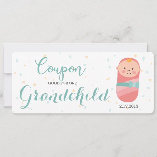 Pregnancy Announcement Coral Teal Baby Girl (Front)