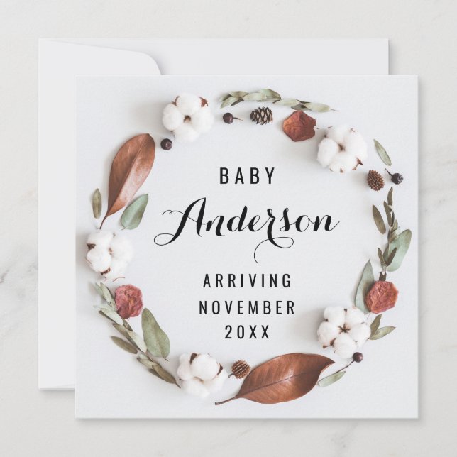 Pregnancy Announcement - Cotton Fall Wreath (Front)