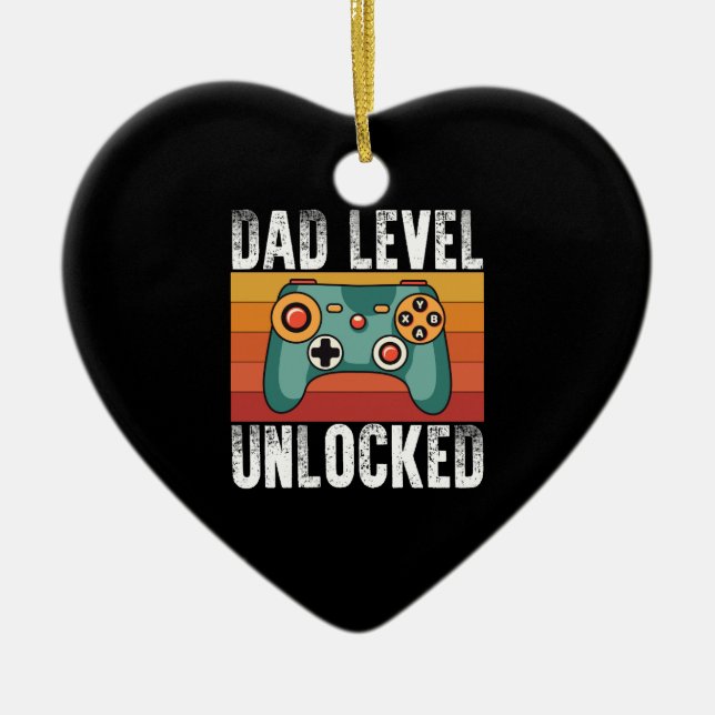 Pregnancy Announcement Dad Level Unlocked New Dad Ceramic Tree Decoration (Front)
