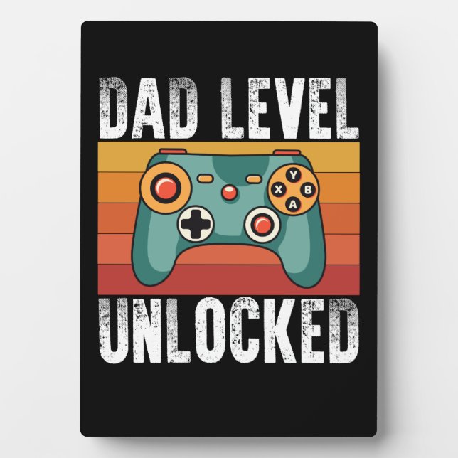 Pregnancy Announcement Dad Level Unlocked New Dad Plaque (Front)