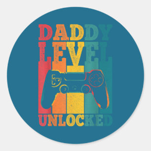 Pregnancy Announcement Dad Level Unlocked New Dadd Classic Round Sticker