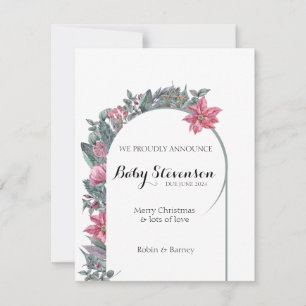 Pregnancy announcement floral Christmas card
