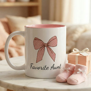 Pregnancy Announcement Gift For Aunt Bow Two-Tone Coffee Mug