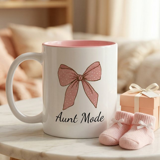 Pregnancy Announcement Gift For Aunt Bow Two-Tone Coffee Mug (Creator Uploaded)