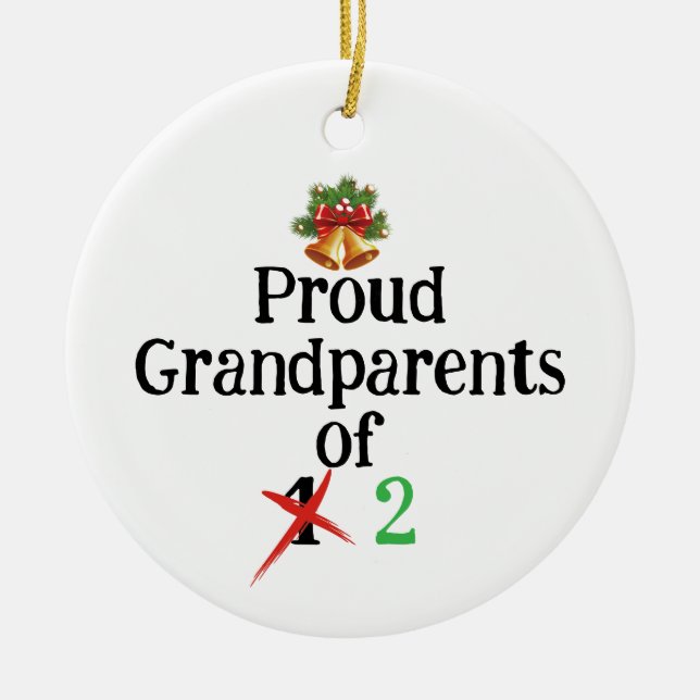 Pregnancy announcement Grandparents Ceramic Tree Decoration (Front)