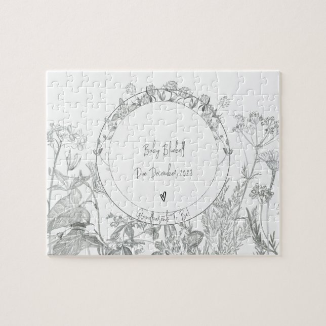 Pregnancy Announcement Grandparents Due Date Jigsaw Puzzle (Horizontal)