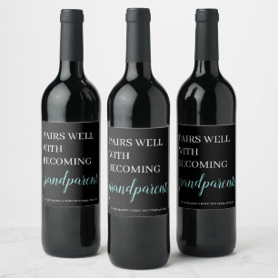 Pregnancy Announcement Grandparents Wine Label