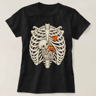 Pregnancy Announcement Halloween Skeleton Mum T-Shirt