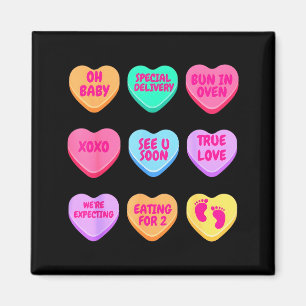 Pregnancy Announcement Hearts Candy Valentines Bab Magnet