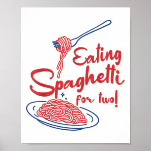 Pregnancy Announcement Italian Mum Eating Spaghett Poster