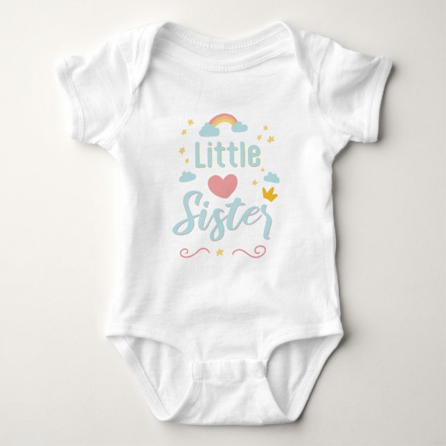 Pregnancy Announcement Little Sister | Baby Shower Baby Bodysuit (Front)