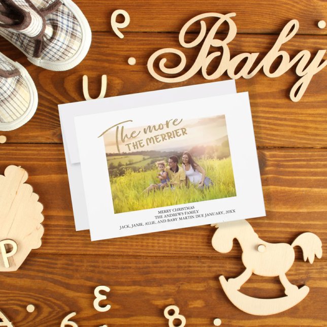 Pregnancy Announcement Merrier Christmas Photo (Creator Uploaded)