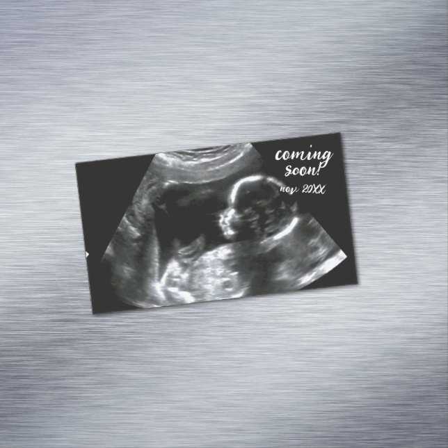 Pregnancy Announcement New Baby Scan Coming Soon  Magnetic Business Card (In Situ)
