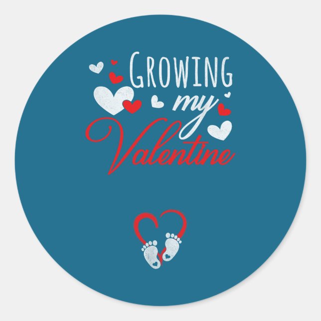 Pregnancy Announcement New Mom Growing My Valentin Classic Round Sticker (Front)