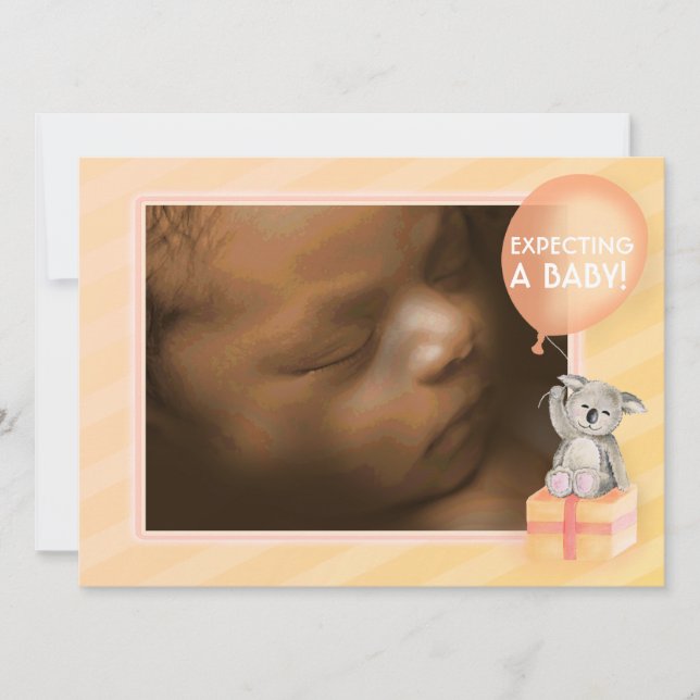 Pregnancy Announcement orange koala card (Front)