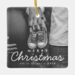 Pregnancy Announcement Photo Christmas Ceramic Ornament<br><div class="desc">Pregnancy Announcement Photo Christmas Ceramic Ornament. Personalised Christmas ornament.</div>