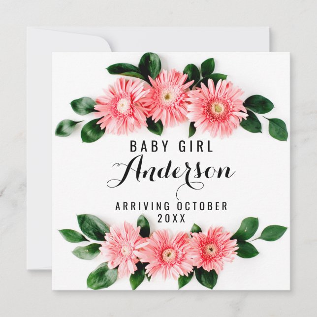Pregnancy Announcement - Pink Gerbera Daisy (Front)