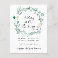 Pregnancy Announcement Pink Green Floral Wreath