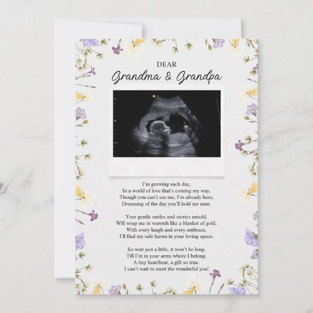 Pregnancy Announcement Poem to Grandparents  (Front)