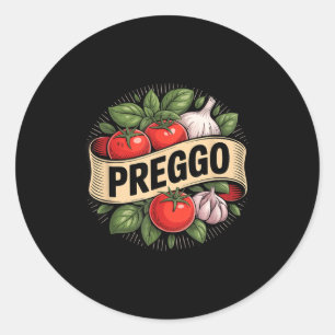 Pregnancy Announcement Prego Pasta Sauce Funny Pre Classic Round Sticker