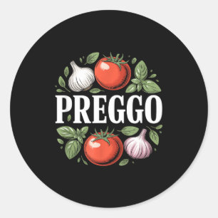 Pregnancy Announcement Prego Pasta Sauce Funny Pre Classic Round Sticker