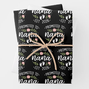 Pregnancy Announcement Promoted to Nana 2026 Wrapping Paper Sheet