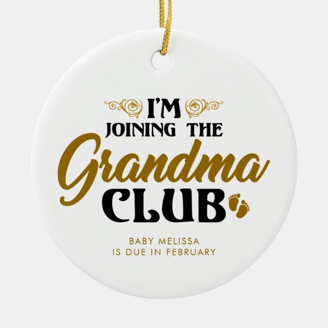 Pregnancy Announcement Sonogram Grandma Keepsake Ceramic Tree Decoration (Front)