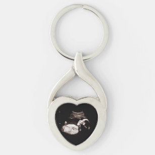 Pregnancy Announcement Sonogram Mon to Be Heart Key Ring