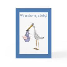 Pregnancy announcement, stork and baby