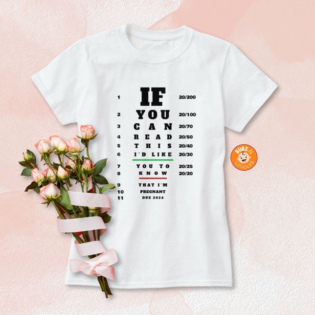 Pregnancy Announcement to Family Eye Chart Themed T-Shirt (Creator Uploaded)