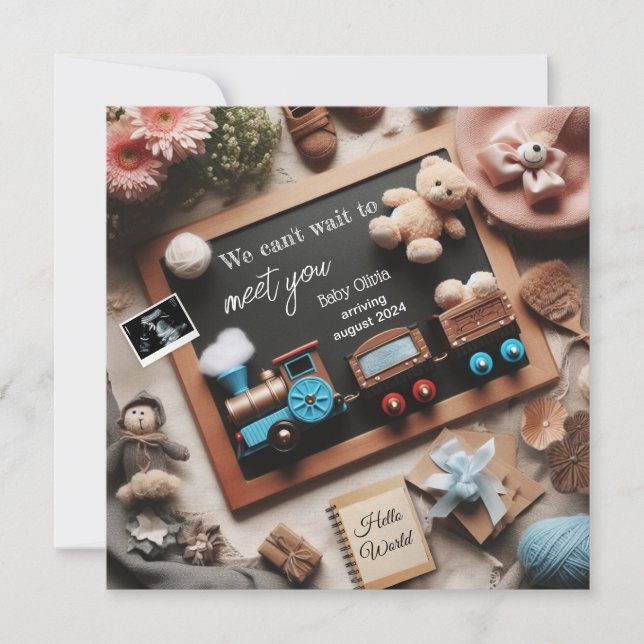 Pregnancy Announcement Train Themed, Social Media (Front)