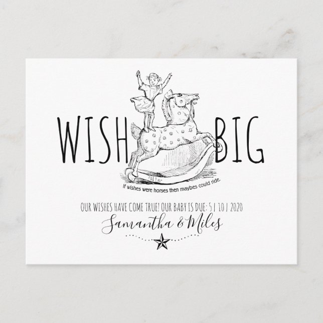 Pregnancy Announcement Vintage Rocking Horse Child Postcard (Front)