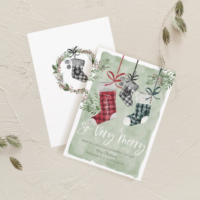 Pregnancy Announcement Watercolor Family Stockings (Creator Uploaded)