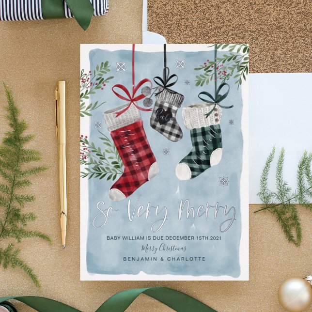 Pregnancy Announcement Watercolor Family Stockings (Creator Uploaded)