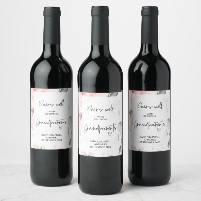 Pregnancy Baby Announcement Grandparents to Be Win Wine Label (Bottles)