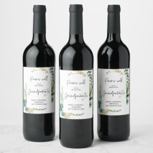 Pregnancy Baby Announcement Grandparents to Be Win Wine Label