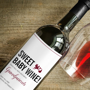 Pregnancy Baby Announcement Grandparents To Be Wine Label