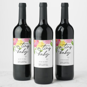 Pregnancy Baby Announcement Tiny Baby Mum To Be Wi Wine Label