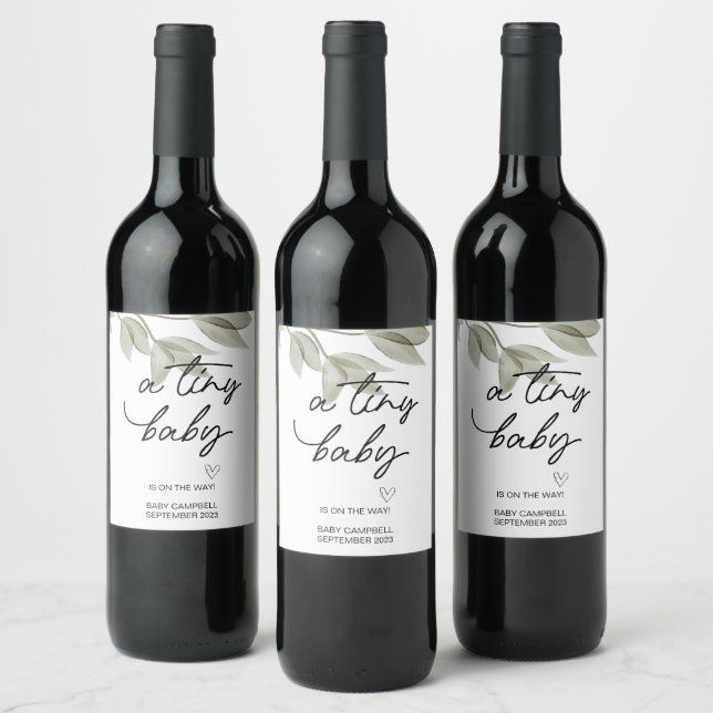 Pregnancy Baby Announcement Tiny Baby Mum To Be Wi Wine Label (Bottles)