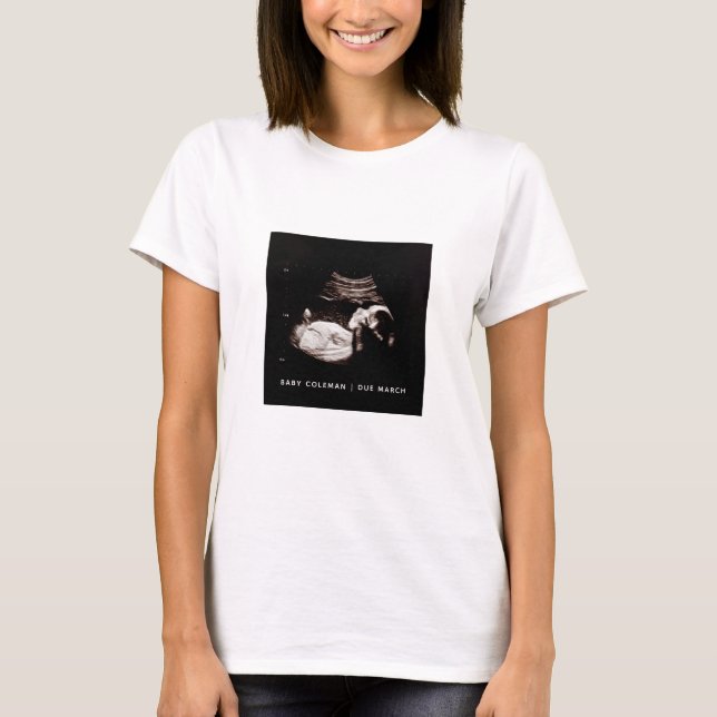 Pregnancy Baby Sonogram Ultrasound Announcement T-Shirt (Front)