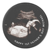 Pregnancy Baby Sonogram Ultrasound Father's Day Hockey Puck (Front)