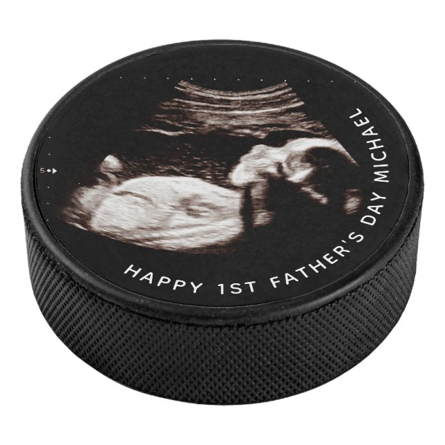 Pregnancy Baby Sonogram Ultrasound Father's Day Hockey Puck (3/4)