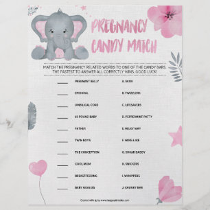 Pregnancy Candy Match [Baby Elephant [Pink]] Custom Letterhead
