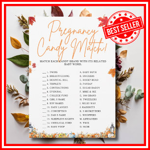 PREGNANCY CANDY MATCH Baby Shower Game PUMPKIN Invitation